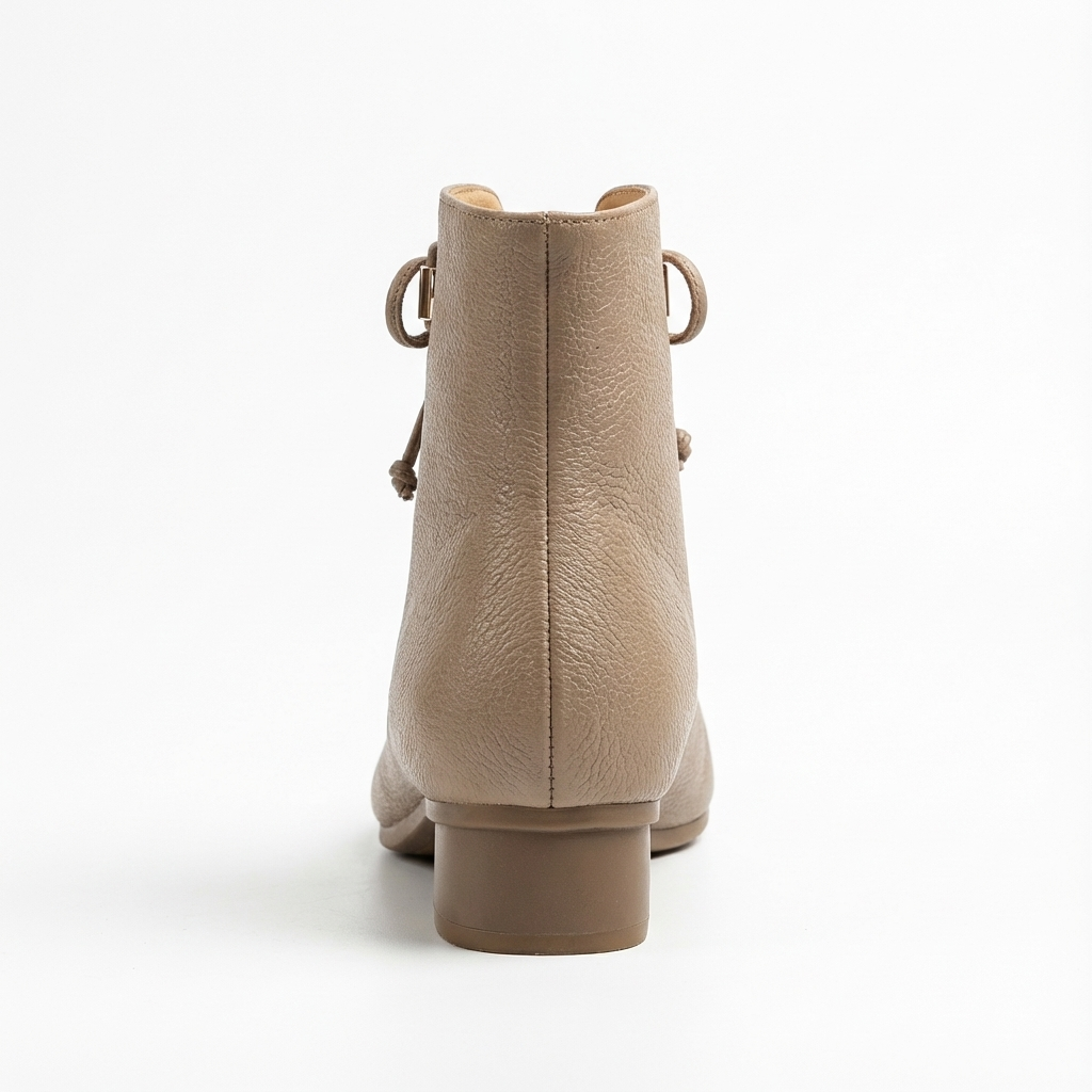 Bottine à talon marron clair Cuir Femme - Bottines chic en cuir beige grainé 6