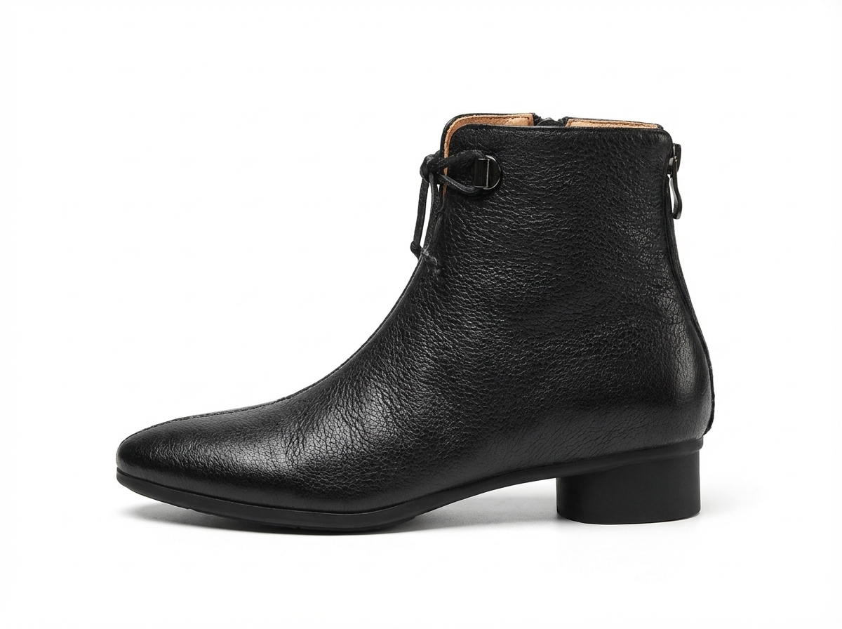 Bottine plate noir Cuir Femme - Santiags modernes avec nœud papillon 6