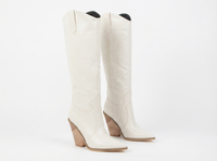 Santiag haute blanc Synthétique Femme - Talon compensé, motif python élégant 1