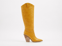 Santiag haute jaune Simili Cuir Femme - Motif crocodile élégant avec talon incliné 3