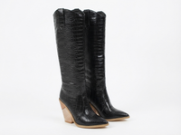 Santiag haute noir Synthétique Femme - Talon clair, motif croco sophistiqué 1