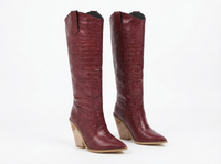 Santiag haute rouge Synthétique Femme - Texture crocodile et talons inclinés 1