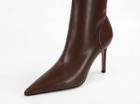 Botte haute marron Simili Cuir Femme - Bottes santiags pointues à talon aiguille 3