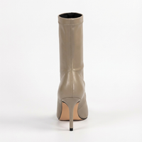 Botte haute beige Simili Cuir Femme - Talon aiguille raffiné et bout pointu 4