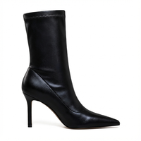 Bottine à talon noir Simili Cuir Femme - Santiags élégantes à motif fourrure 2