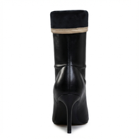 Bottine à talon noir Simili Cuir Femme - Santiags élégantes à motif fourrure 3