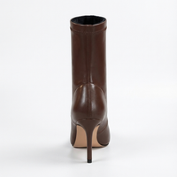Bottine marron Simili Cuir Femme - Bottines marron à talon fin élégant 3