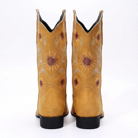 Santiag mi-haute jaune Simili Cuir Femme - Broderies florales sur fond jaune vif 6