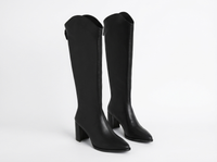 Botte haute noir Simili Cuir Femme - Style western minimaliste et moderne 1