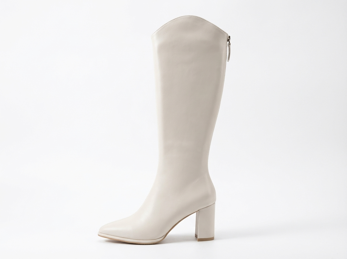 Santiag haute blanc Simili Cuir Femme - Bottes blanches au design épuré 2