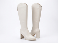 Santiag haute blanc Simili Cuir Femme - Bottes blanches au design épuré 1