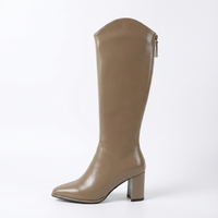 Botte haute beige Simili Cuir Femme - Santiags beige à bout pointu élégant 5