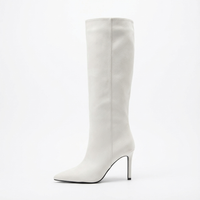 Botte haute blanc Daim Synthétique Femme - Bottes blanches modernes à bout pointu 3