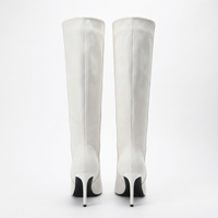 Botte haute blanc Daim Synthétique Femme - Bottes blanches modernes à bout pointu 4