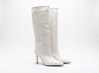 Botte haute blanc Daim Synthétique Femme - Bottes blanches modernes à bout pointu 1
