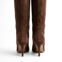 Botte haute marron Daim Femme - Élégance western bout pointu et stiletto 5