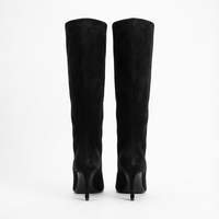 Botte haute noir Daim Femme - Élégance western avec talons fins 4