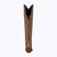 Santiag haute marron Simili Cuir Femme - Style western avec broderies et rivets 3