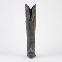 Santiag haute gris Simili Cuir Femme - Broderies florales et clous décoratifs 4