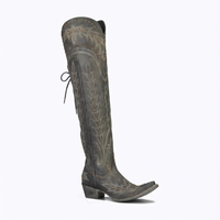 Santiag haute gris Simili Cuir Femme - Broderies florales et clous décoratifs 5