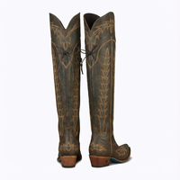 Santiag haute marron Synthétique Femme - Broderies et coutures western sophistiquées 3