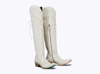 Santiag haute blanc Synthétique Femme - Broderies florales élégantes et talon carré 1