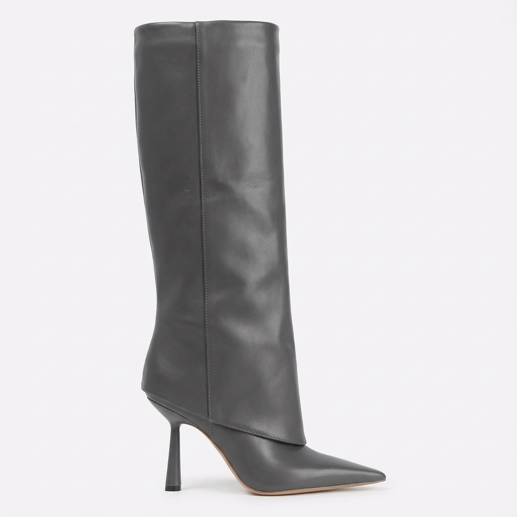 Botte haute gris Synthétique Femme - Santiag grise, bout pointu élégant 2