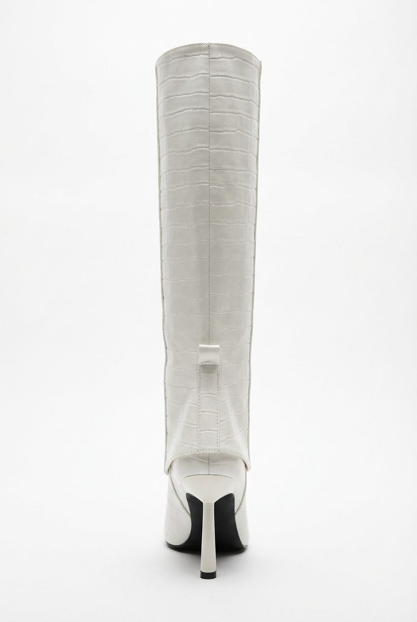 Botte haute blanc Synthétique Femme - Santiags blanches à texture crocodile 3