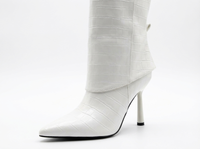 Botte haute blanc Synthétique Femme - Santiags blanches à texture crocodile 2