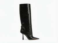 Botte haute noir Synthétique Femme - Santiags noires crocodile avec talon aiguille 2