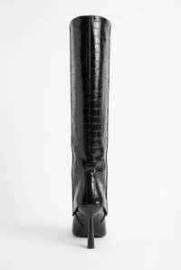 Botte haute noir Synthétique Femme - Santiags noires crocodile avec talon aiguille 3