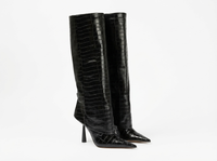 Botte haute noir Synthétique Femme - Santiags noires crocodile avec talon aiguille 1