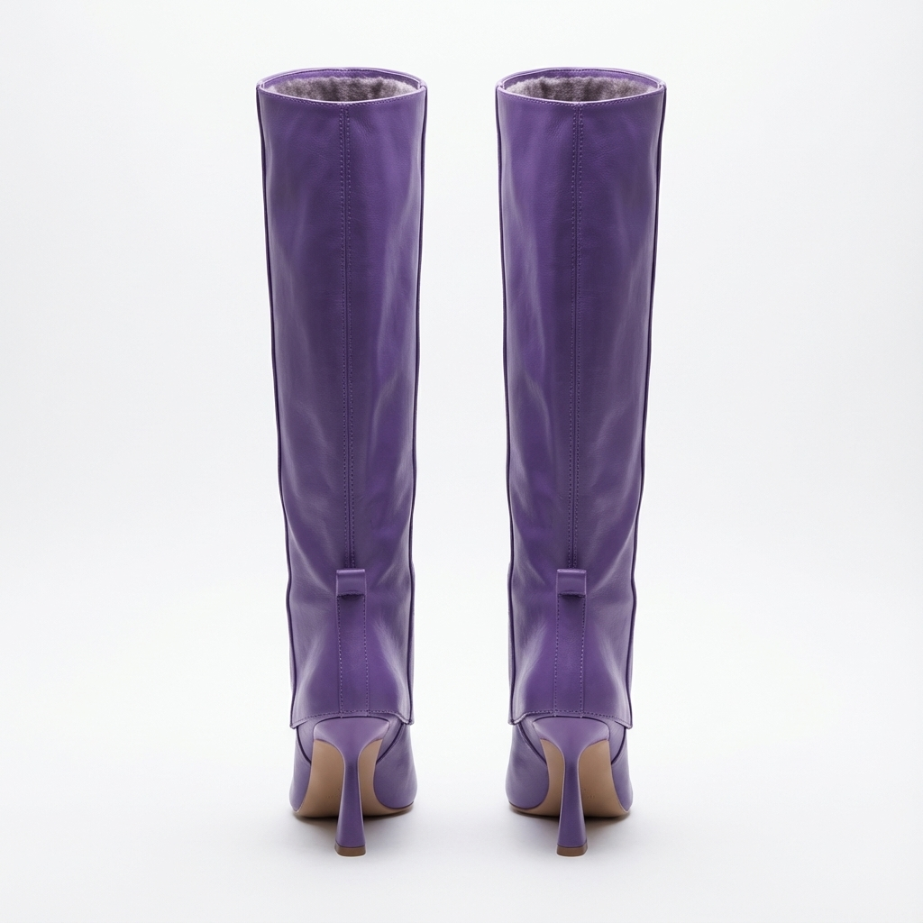 Botte haute violet Synthétique Femme - Audacieuses bottes violettes bout pointu 3