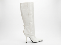 Botte haute blanc Synthétique Femme - Motif crocodile blanc, talon fin élégant 1