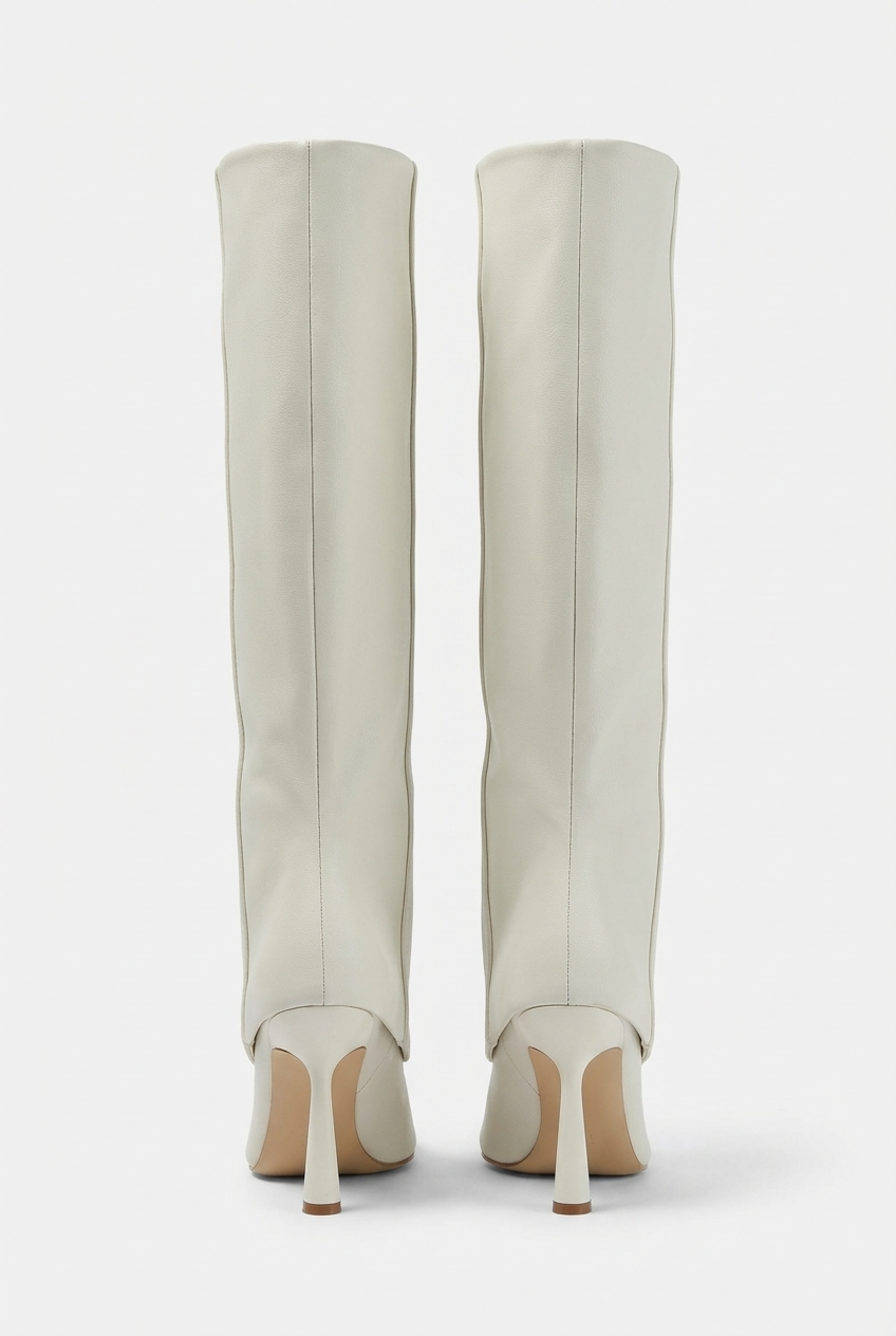 Botte haute blanc Synthétique Femme - Santiags blanches à talon aiguille chic 3