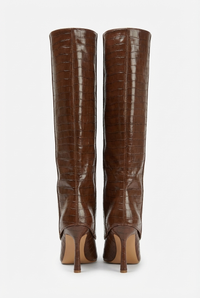 Botte haute marron Synthétique Femme - Santiags élégantes à motif crocodile 3