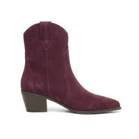 Santiag basse violet Daim Femme - Talon carré stable et bout pointu 2