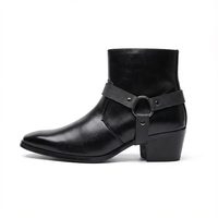 Santiag mi-haute noir Synthétique Homme - Pointues avec sangles et talons carrés 3