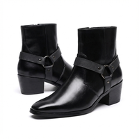 Santiag mi-haute noir Synthétique Homme - Pointues avec sangles et talons carrés 1
