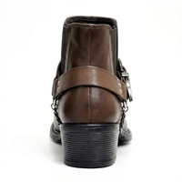 Santiag mi-haute marron Simili Cuir Homme - Bout pointu avec boucle et chaîne 4