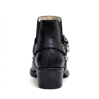 Santiag mi-haute noir Simili Cuir Homme - Bottes brodées avec boucle gravée chic 3