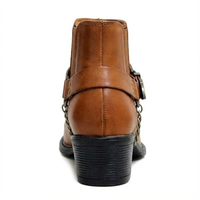 Santiag mi-haute marron Simili Cuir Homme - Bout pointu avec boucle et chaîne 3