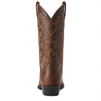 Santiag mi-haute marron Simili Cuir Homme - Broderies florales et talon cubain 4