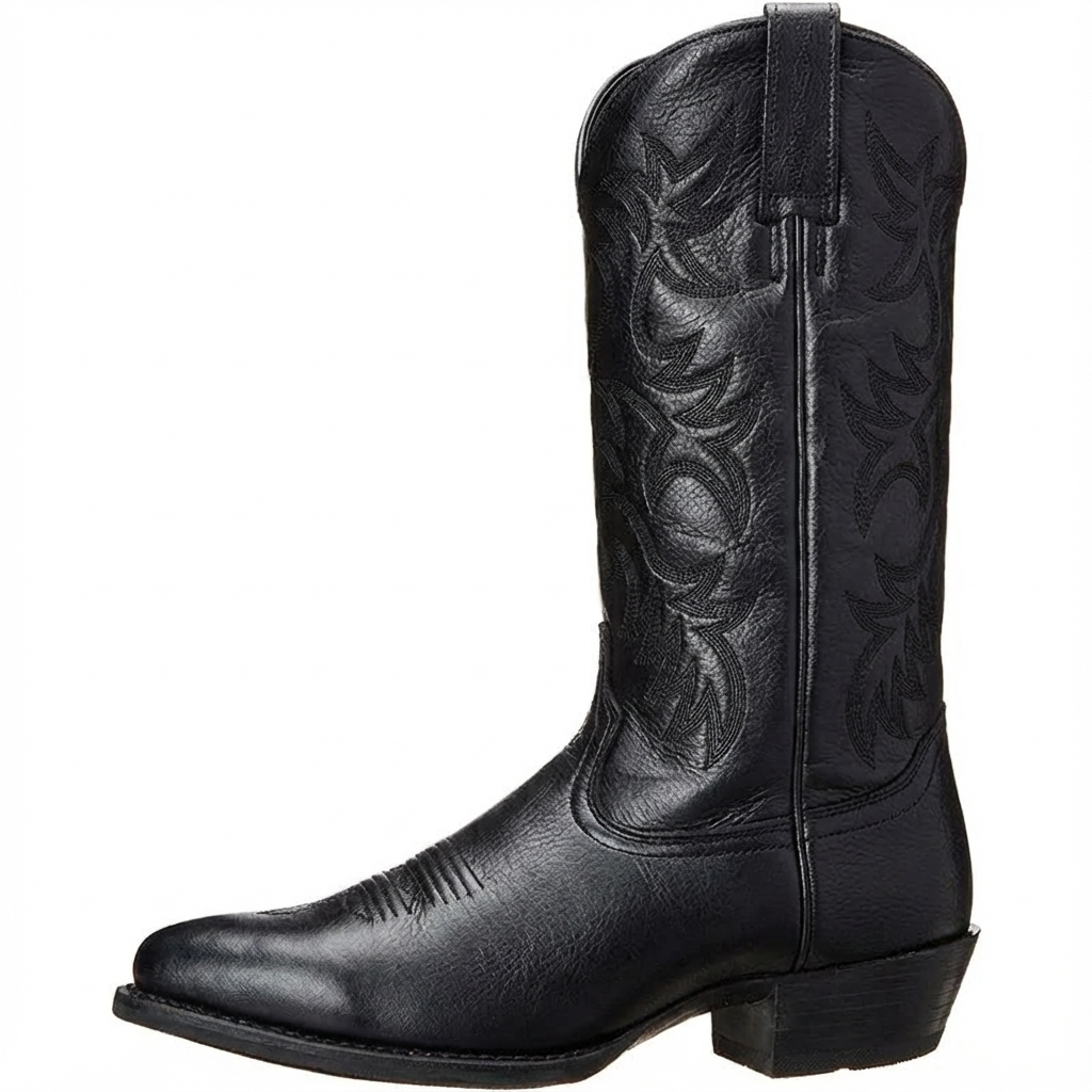 Santiag mi-haute noir Simili Cuir Homme - Broderie western et bout pointu distinctif 2