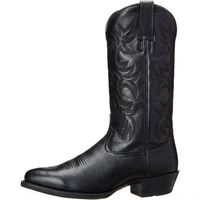 Santiag mi-haute noir Simili Cuir Homme - Broderie western et bout pointu distinctif 2