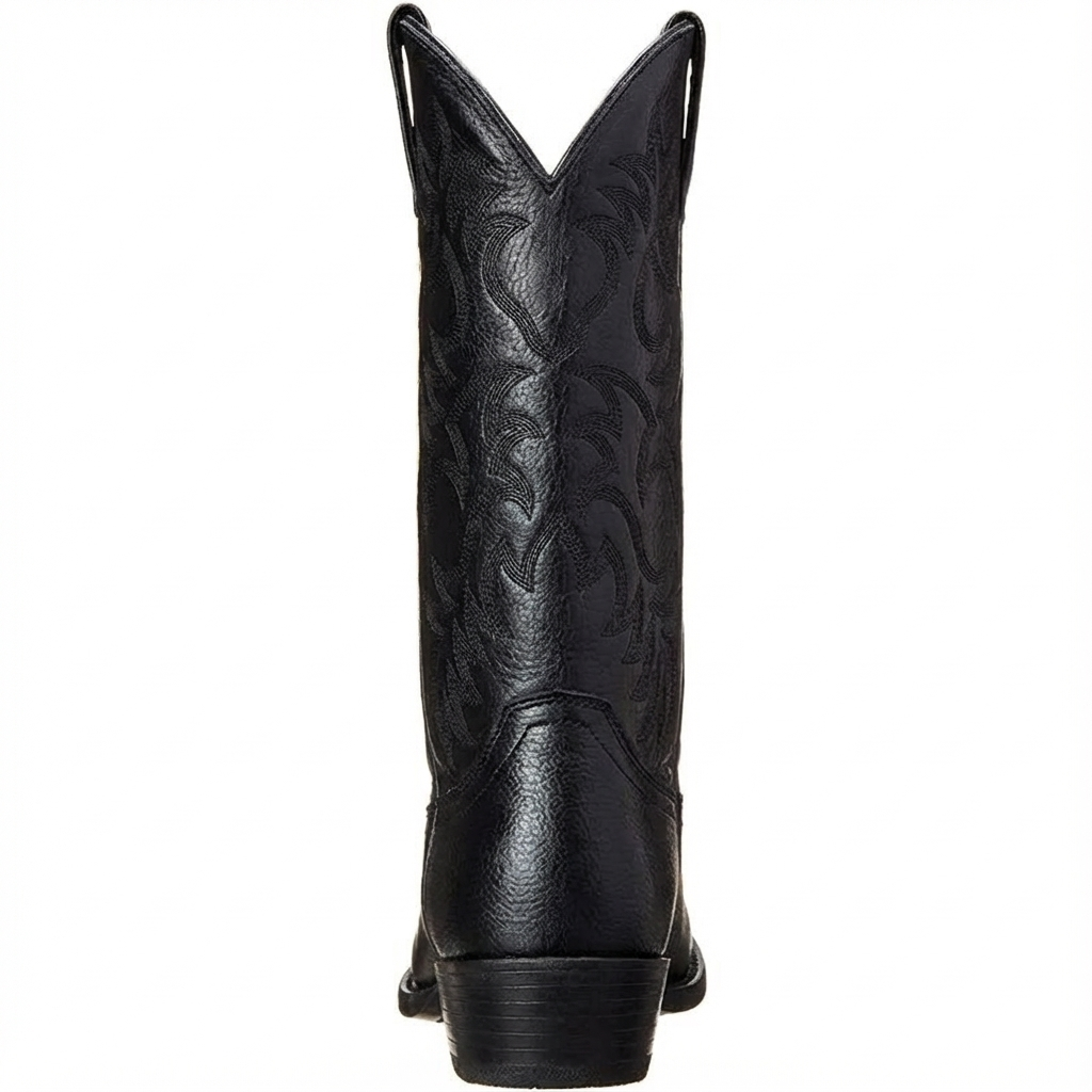 Santiag mi-haute noir Simili Cuir Homme - Broderie western et bout pointu distinctif 5