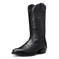 Santiag mi-haute noir Simili Cuir Homme - Broderie western et bout pointu distinctif 1