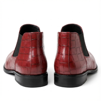 Santiag basse rouge Simili Cuir Homme - Effet crocodile, élastique latéral pratique 4