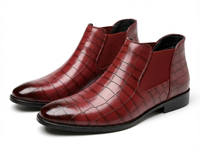 Santiag basse rouge Simili Cuir Homme - Effet crocodile, élastique latéral pratique 1