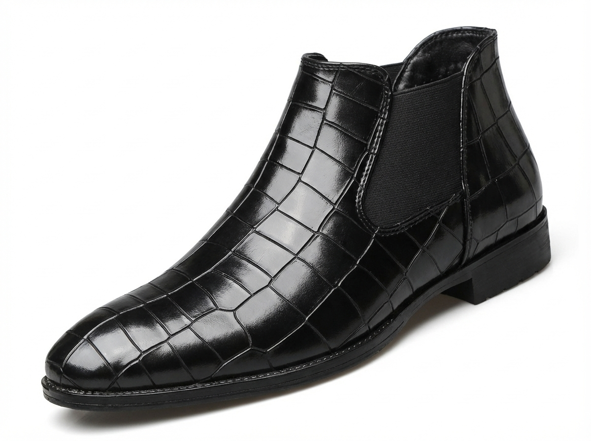 Santiag basse noir Simili Cuir Homme - Motif crocodile élégant et moderne